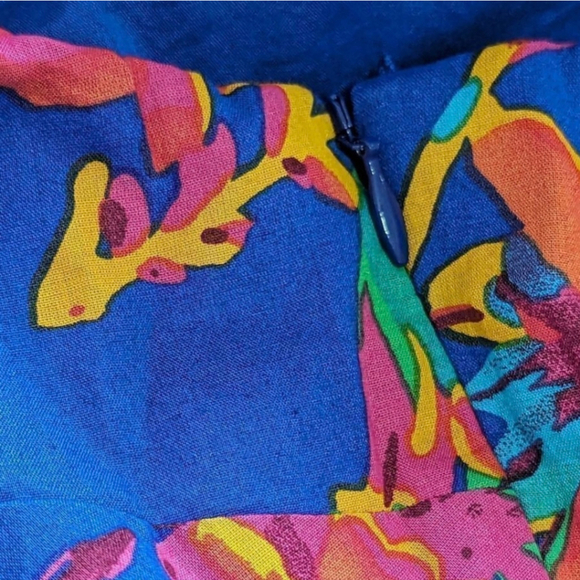 J. Crew Colorful Tropical Square Neck Ruffled Midi Smocked Cotton Dress 4 NWT - Picture 14 of 14